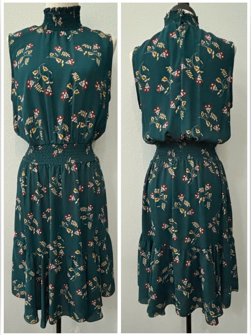 Nanette by Nanette Lepore green floral sleeveless dress size 10 EUC